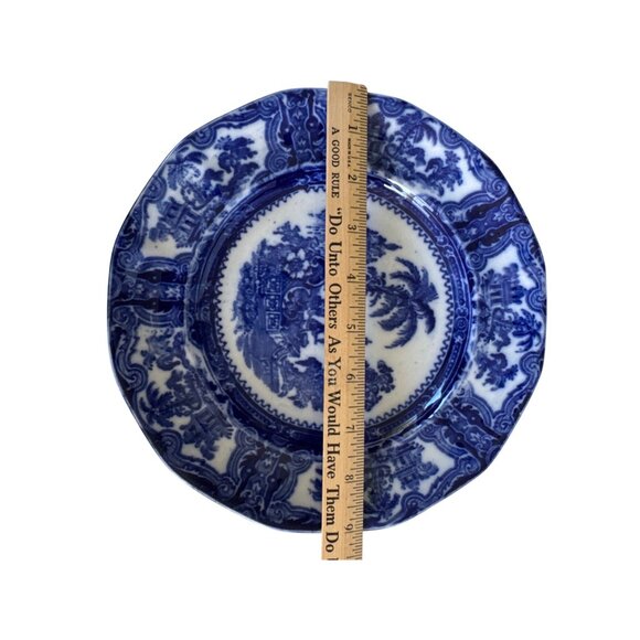 Vintage W Adams & Sons England Kyber 9 inch Flow Blue Dinner Plate - Picture 8 of 15